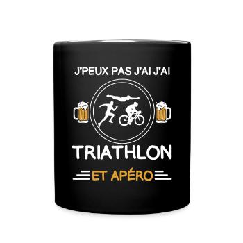 I can't I have triathlon aperitif triathlete - Full Colour Mug - black - Front