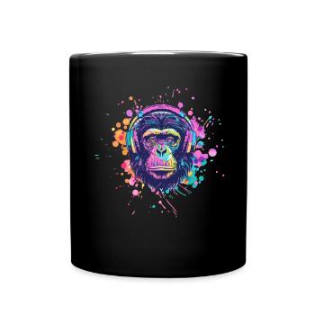 Singe Avec Casque Décoration Femme Cadeau Homme - Mug uni - noir - Devant