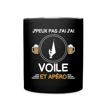 je peux pas j'ai voile apéro planchiste - Mug uni - noir - Devant