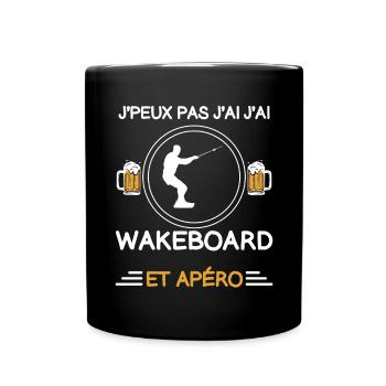 je peux pas j'ai wakeboard apéro wakeboardeur - Mug uni - noir - Devant