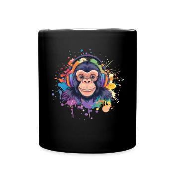 Singe Avec Casque Décoration Femme Cadeau Homme - Mug uni - noir - Devant