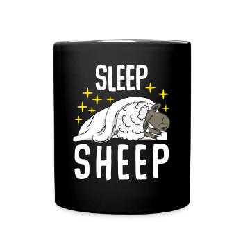 Sheep Sleeping Tired Sleep - Full Colour Mug - black - Front
