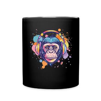 Singe Avec Casque Décoration Femme Cadeau Homme - Mug uni - noir - Devant