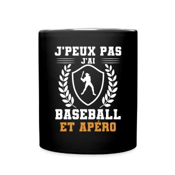 I can't I have baseball and humorous aperitif - Full Colour Mug - black - Front