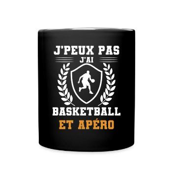 I can't I have basketball and aperitif humor - Full Colour Mug - black - Front