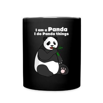 Giant Panda with Bamboo Panda Bear - Tasse einfarbig - Schwarz - Vorne