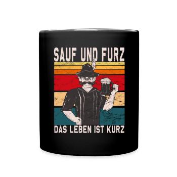 "Drink and fart, life is short" Beer - Full Colour Mug - black - Front