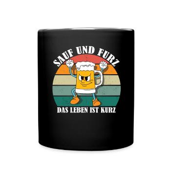« Boire et péter, la vie est courte » Bière - Mug uni - noir - Devant