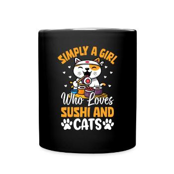 Simplement une fille qui aime les sushis et les chats drôles - Mug uni - noir - Devant