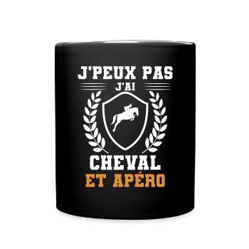 I can't I have Horse Man und Aperitif Humor - Tasse einfarbig - Schwarz - Vorne