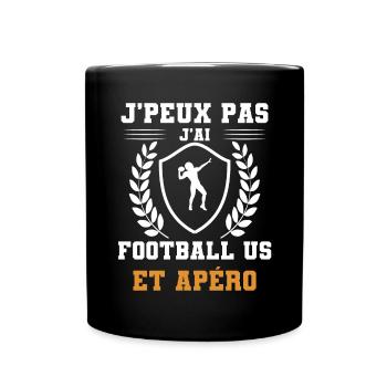 I can't I have US football and humorous aperitif - Full Colour Mug - black - Front