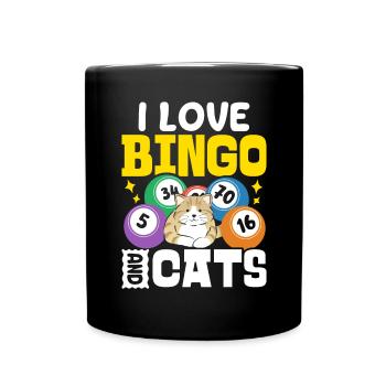 J’aime le bingo et les chats Bingo drôle Jeux d’argent chats - Mug uni - noir - Devant