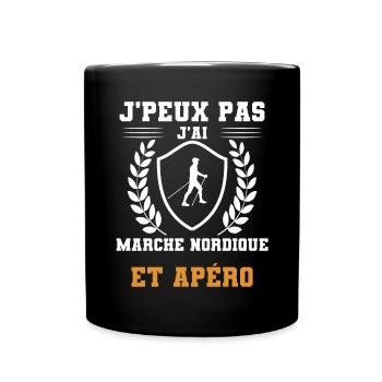 je peux pas j'ai marche nordique et apéro humour - Mug uni - noir - Devant