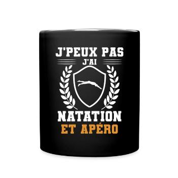 je peux pas j'ai natation et apéro humour - Mug uni - noir - Devant