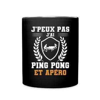 Ich kann kein Tischtennis und einen humorvollen Aperitif - Tasse einfarbig - Schwarz - Vorne