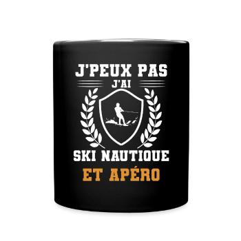 I can't I have water skiing and humorous aperitif - Full Colour Mug - black - Front