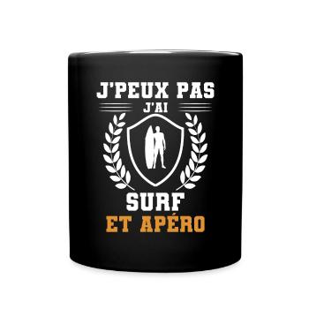 I can't I surf and aperitif humor - Full Colour Mug - black - Front