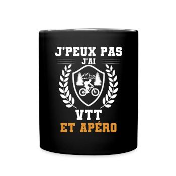 je peux pas j'ai VTT et apéro humour - Mug uni - noir - Devant