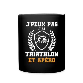I can't I have triathlon and humorous aperitif - Full Colour Mug - black - Front