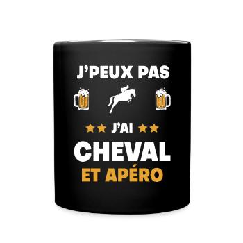 Ich kann nicht Ich habe Horse Man Aperitif Geschenk - Tasse einfarbig - Schwarz - Vorne