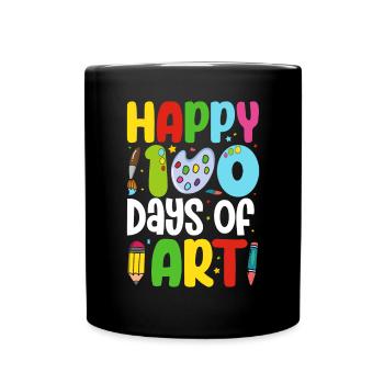 Happy 100 Days Of School Future Artist Funny Art - Full Colour Mug - black - Front