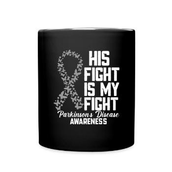 Son combat est mon combat Ruban d’argent gris - Mug uni - noir - Devant