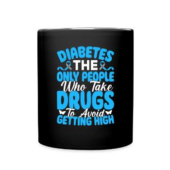 Funny Diabetic T1D Useless Pancreas Diabetes - Full Colour Mug - black - Front