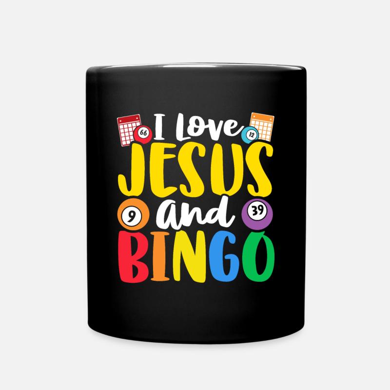 Ich liebe Jesus Und Bingo Lustiges Glücksspiel Holler - Tasse einfarbig - Schwarz