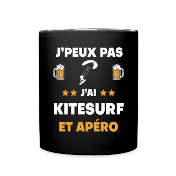 Ich kann kein Kitesurfing-Aperitif-Geschenk haben - Tasse einfarbig - Schwarz - Vorne