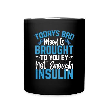 Lustige Diabetiker blaues und graues Band Diabetes - Tasse einfarbig - Schwarz - Vorne