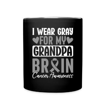 Je porte du gris pour mon grand-père Gris ruban cerveau - Mug uni - noir - Devant