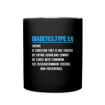 Diabète de type 1 Drôle Définition Ruban Bleu T1D - Mug uni - noir - Devant