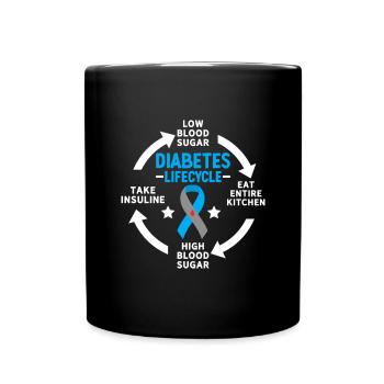 Lustige Diabetiker Blue Ribbon T1D Juveniler Diabetes - Tasse einfarbig - Schwarz - Vorne