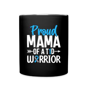T1D Mama Type 1 Diabetes Blue Ribbon Useless - Full Colour Mug - black - Front