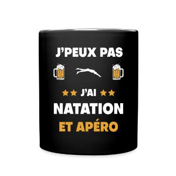 je peux pas j'ai natation apéro cadeau - Mug uni - noir - Devant