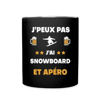 je peux pas j'ai snowboard apéro cadeau - Mug uni - noir - Devant