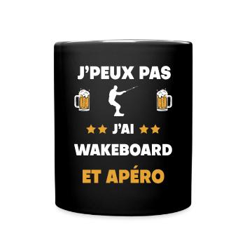 je peux pas j'ai wakeboard apéro cadeau - Mug uni - noir - Devant