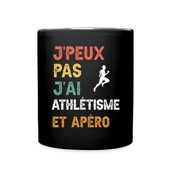 je peux pas j'ai athlétisme et apéro vintage - Mug uni - noir - Devant