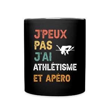 je peux pas j'ai saut en hauteur et apéro vintage - Mug uni - noir - Devant