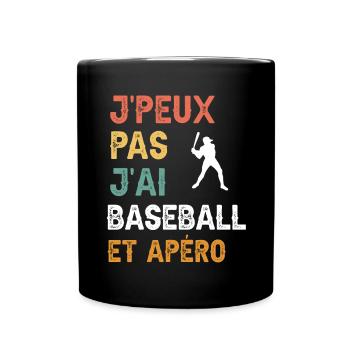I can't I have baseball and vintage aperitif - Full Colour Mug - black - Front
