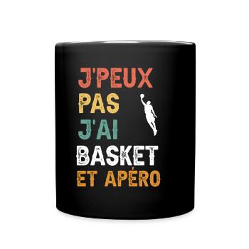 I can't I have basketball and vintage aperitif - Full Colour Mug - black - Front