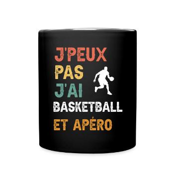 I can't I have basketball and vintage aperitif - Full Colour Mug - black - Front