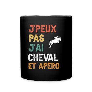 I can't I have horse man und vintage aperitif - Tasse einfarbig - Schwarz - Vorne