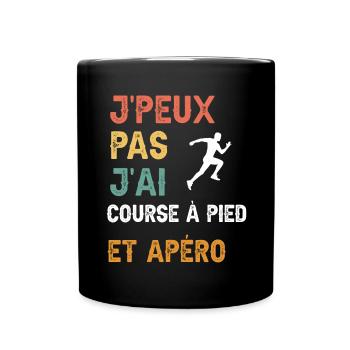 I can't I ran und Vintage Aperitif - Tasse einfarbig - Schwarz - Vorne