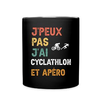 je peux pas j'ai cyclathlon et apéro vintage - Mug uni - noir - Devant