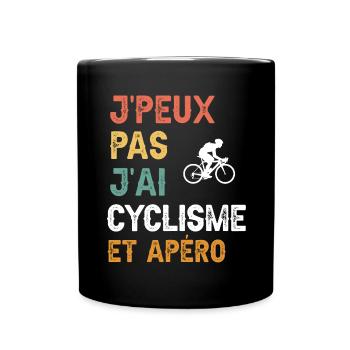 I can't I have cycling and vintage aperitif - Full Colour Mug - black - Front