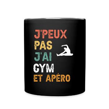 je peux pas j'ai gym et apéro vintage - Mug uni - noir - Devant