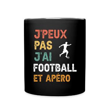 I can't I have football and vintage aperitif - Full Colour Mug - black - Front