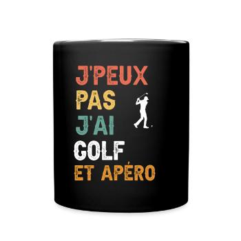 I can't I have golf and vintage aperitif - Full Colour Mug - black - Front