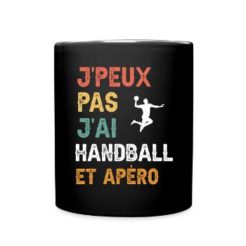 Ich kann nicht Handball und Vintage-Aperitif haben - Tasse einfarbig - Schwarz - Vorne
